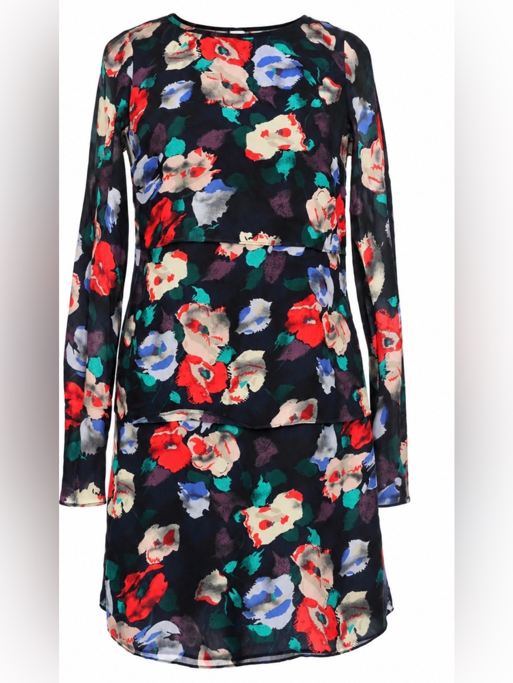 Warehouse 100% Silk Floral Layered Dress US 6